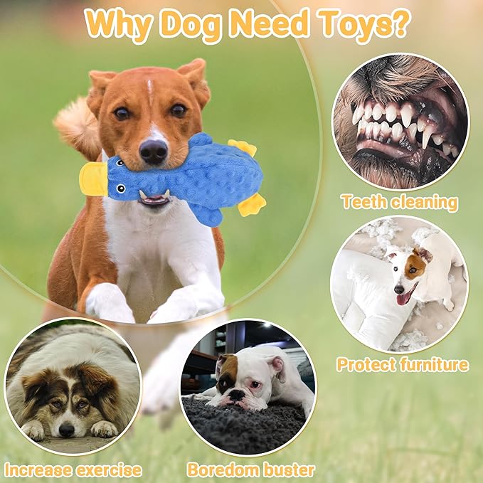 No Stuffing Dog Toys for Aggressive Chewers, Squeaky Dog Toys for Large Medium and Small Dogs, Puppy Dog Chew Toys Pack of 5