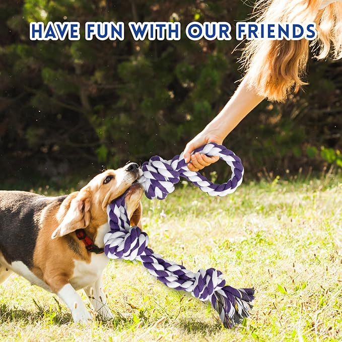 [3 Pack] Dog Rope Toys for Large and Medium Aggressive Chewers, Nearly Indestructible Rope Chew Toys, Heavy Duty 100% Cotton Tug of War Dog Toy for Boredom, Teeth Cleaning