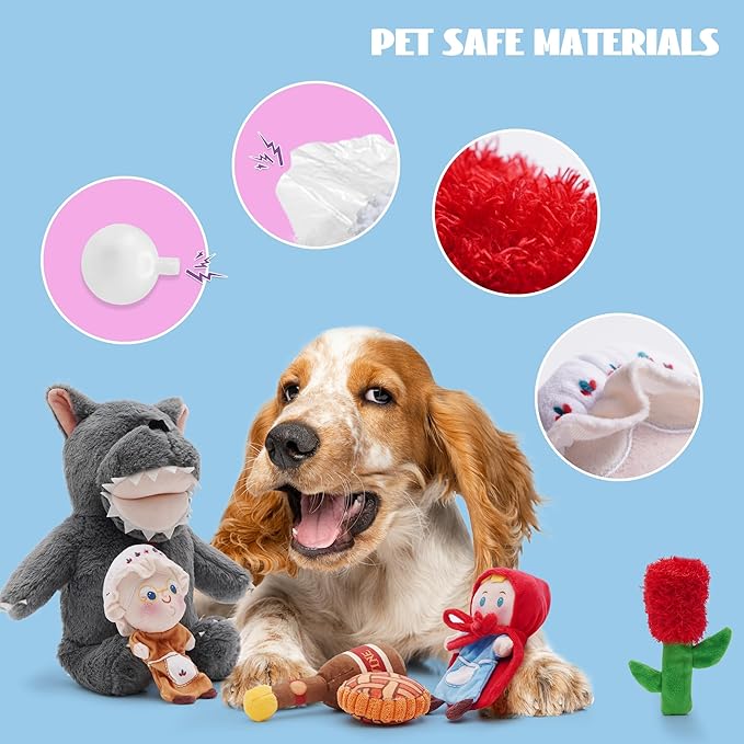 Nocciola Fairy Tale Squeaky Dog Toys, Cute Interactive Plush Stuffed Hide and Seek Cognitive Puzzle Puppy Crinkle Chew Toy for Small, Medium Breed