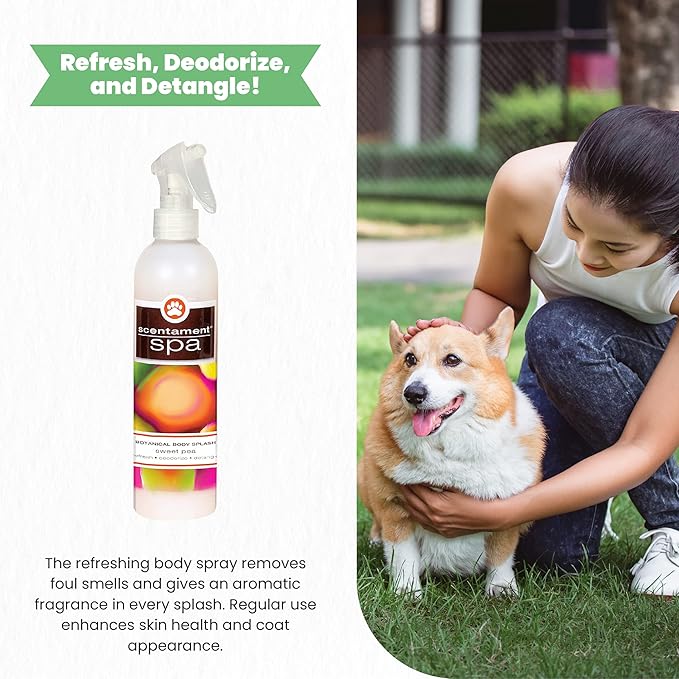 Best Shot Scentament Spa Botanical Body Spray, Body Spray Conditioner for Pets, Cat and Dog Cologne Spray, Sweet Pea, 8 Oz