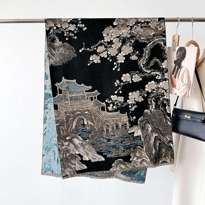 Jeelow Womens Pashmina Shawl Wrap Scarf - Elegant Dressy Evening Poncho Cape for Formal and Wedding Outfits