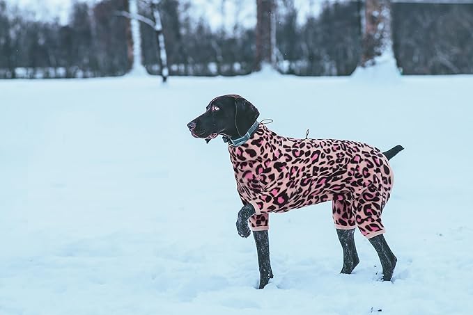 ROZKITCH Dog Winter Jumpsuit, Pet Windproof Warm Cold Weather Jacket Vest with Luminous Zipper, Jumpsuit Apparel Outfit Clothes for Large Giant Dog L-Pink 4XL