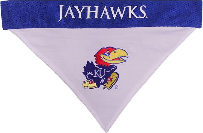 Pets First Collegiate Pet Accessories, Reversible Bandana, Kansas Jayhawks, Large/X-Large