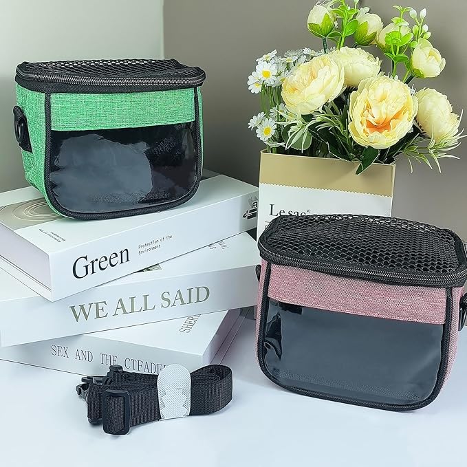 Small Pet Carrier Bag - Single - Shoulder Outdoor Carrier for Hamsters, Sugar Gliders & Flying Squirrels Portable Small Pet Travel Bag (Green)