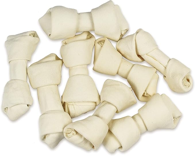 hotspot pets 4-5 Inch Rawhide Dog Chew Bones - Choice of 10, 20, 30 Packs - from Grass Fed Brazilian Cows - Promotes Dental Hygiene and Good Behavior (20 Pack)