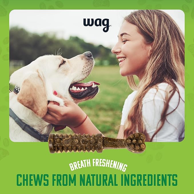 Amazon Brand - Wag Dental Dog Treats to Help Clean Teeth & Freshen Breath - Medium, Unflavored, 36 Count (Pack of 1)