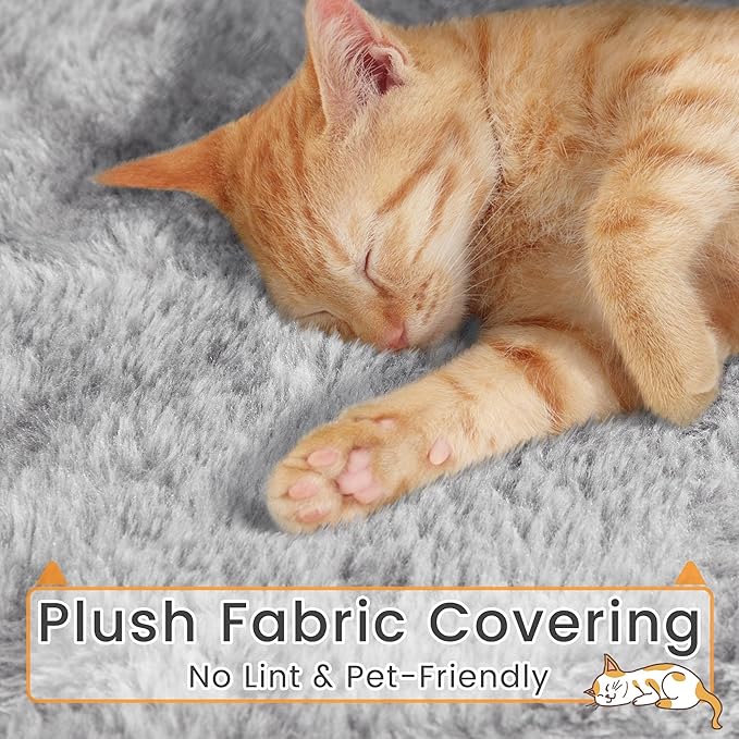 Yaheetech XL Cat Tree, 72in Multi-Level Cat Tower with 2 Cozy Caves, 3 Soft Perches, Scratching Posts, Board, and Dangling Ball, Pet Furniture Play House for Kittens/Cats, Light Gray