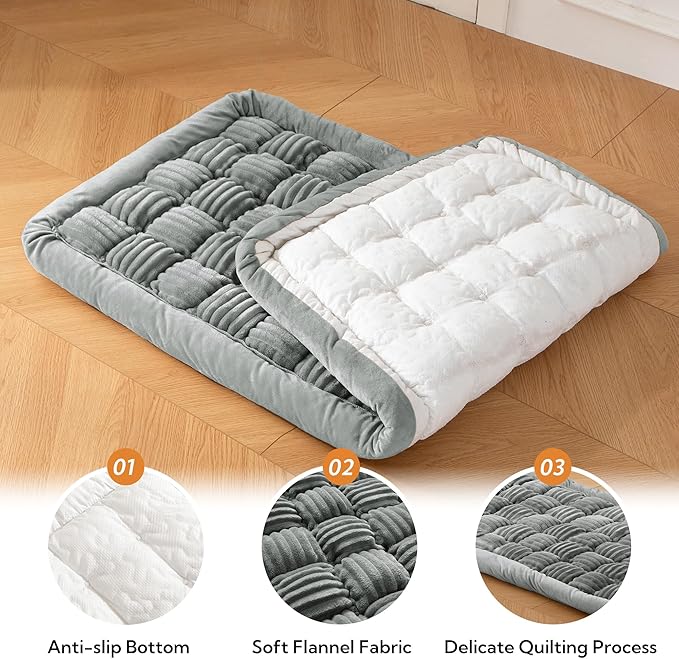 Soulbond Backseat Pet Bed Mat,Dog Bed for Car,Fuzzy Dog Seat Cover for Car Back Seat, Non-Slip Travel Pet Mat, Fit for Backseat Extenders and Seat Covers(Light Gray)