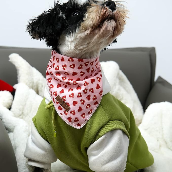 lionet paws Valentines Dog Bandana for Small Medium Large Dogs, Cat Dog Kerchief Triangle Bibs Scarf for Girl Boy