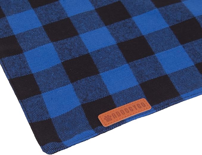 ADOGGYGO 4 Pack Dog Bandana Christmas Classic Plaid Bandana Scarf, Multiple Sizes Offered, Blue White Green Red Plaid Bandana for Small Dogs (Small)