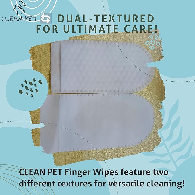 Organic Dog & Cat Dental Wipes - Vet Recommended Finger Toothbrush Wipes for Teeth Cleaning - Natural Plaque & Tartar Remover, Fresh Breath, Dual Textured - 50 Count
