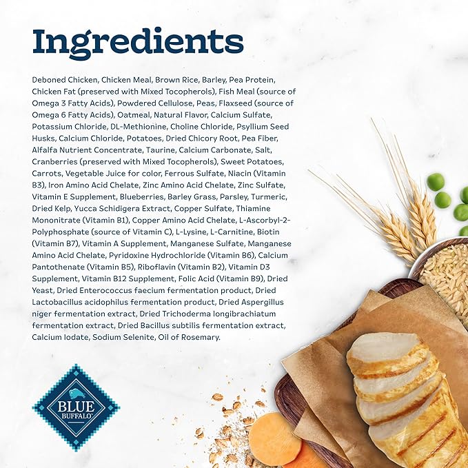 Blue Buffalo Tastefuls Natural Dry Food for Adult Cats 7+, Hairball Control, Chicken & Brown Rice Recipe, 7-lb. Bag