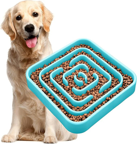 TOBYTO Slow Feeder Dog Bowls for Large Medium Breed, Anti-Choking Pet Slow Feeding Food Bowl, Non Slip Maze Puzzle Dog Feeder Bowl Prevent Bloating,Blue