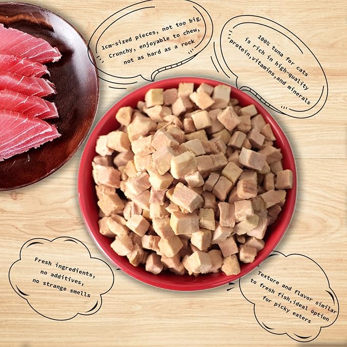 RA NOVA Freeze Dried Cat Treats - 100% Tuna Grain Free Raw - Natural Balance Limited Ingredient High Protein Cat Snacks 130g/4.59oz - Picky Eater Challenger