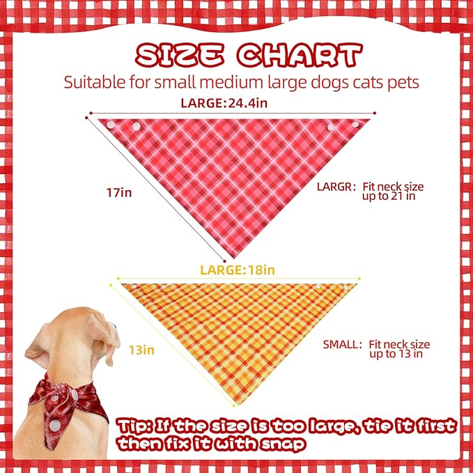 PAWCHIE Dog Bandanas Small Reversible Styles Pet Triangle Scarf Bibs - Adjustable with Two Snaps - Kerchief Set Accessories for Dogs, Puppy, Cats