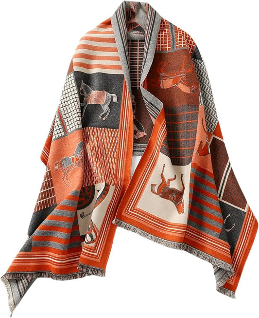 Jeelow Womens Pashmina Shawl Wrap Scarf - Elegant Dressy Evening Poncho Cape for Formal and Wedding Outfits