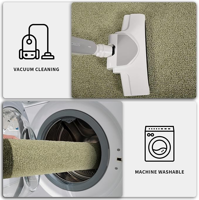 PURRUGS Dirt Trapping Door Mat 32" x 48", Non-Slip/Skid Machine Washable Entryway Rug, Shoes Scraper, Throw Rug, Super Absorbent Area Rug for Muddy Wet Shoes and Paws, Budding Green & Sage Green