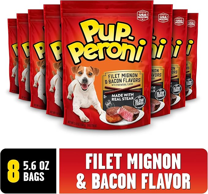 Pup-Peroni Filet Mignon & Bacon Flavor Dog Treats, 5.6 Ounce (Pack of 8)