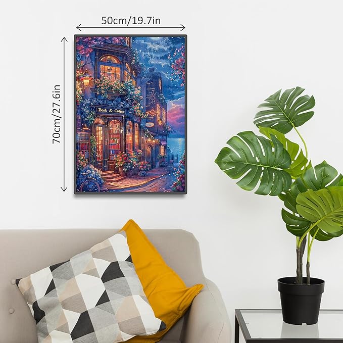 Street Landscape Puzzles for Adults 1000 Pieces, Jigsaw Puzzles 1000 Pieces for Adults, Fun Puzzles with Letters On Back, Challenging Game Toys, Family Decoration Puzzle (19 * 27in)