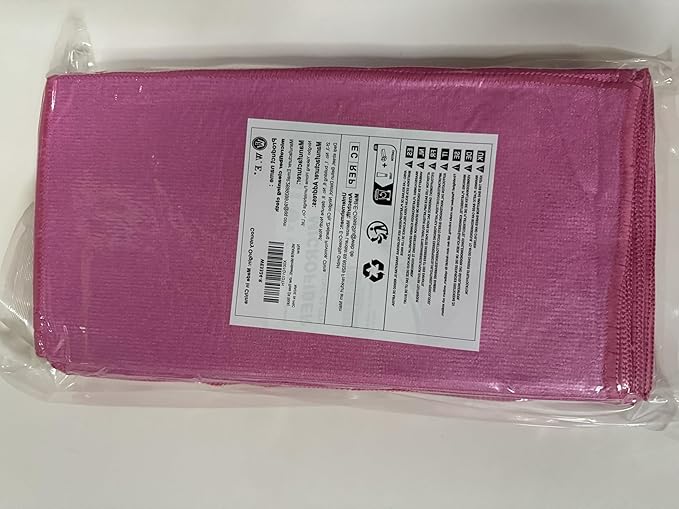 Microfiber Cleaning Cloth-24Pcs (13x13 inch) Ultra Soft Highly Absorbent Rags for Housekeeping-Machine Wash (HotPink)