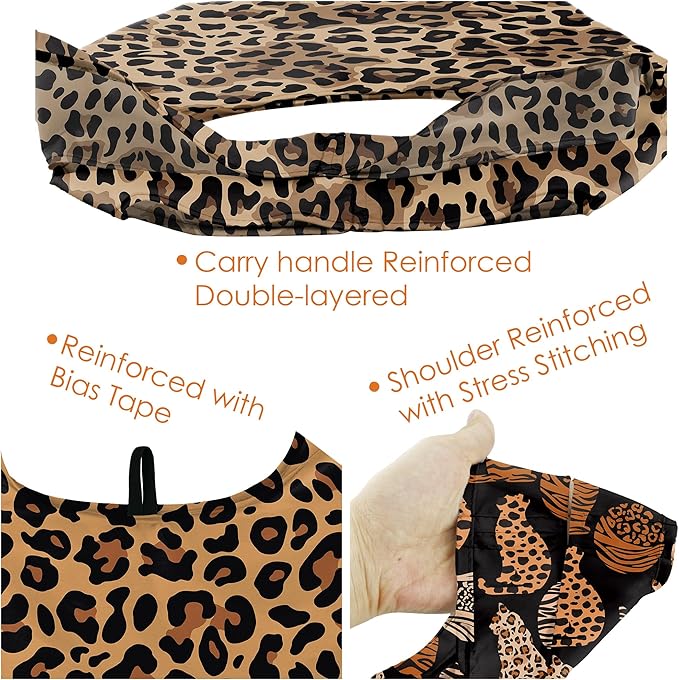 BeeGreen Leopard Print Tote Bag for women Leopard Accessories Cheetah Print Tote Bag Cheetah Gifts Shopping Bags Grocery Bags 6 Pieces
