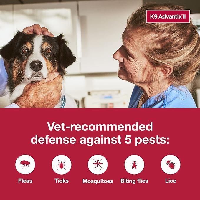 K9 Advantix II Large Dog Vet-Recommended Flea, Tick & Mosquito Treatment & Prevention | Dogs 21-55 lbs. | 1-Mo Supply (Pack of 3)