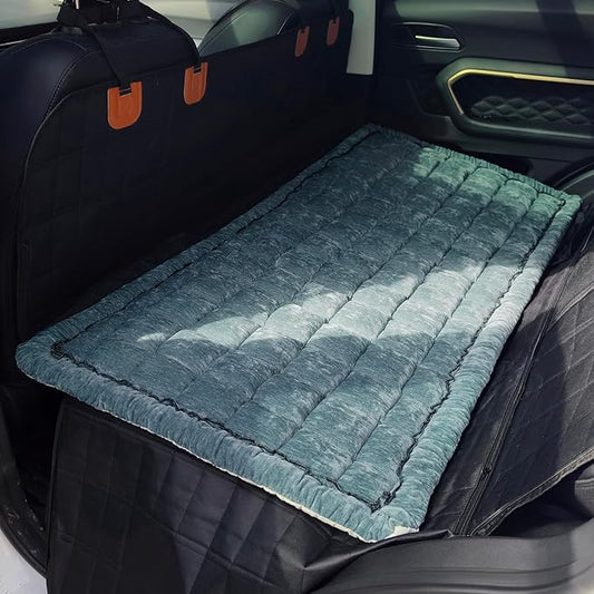Backseat Pet Bed Mat, Truck Plaid Dog Bed for Car Back Seat, Deluxe Dog Seat Covers, Non-Slip Travel Pet Mat, Fit for Backseat Extenders and Trucks SUVs (Blue, 24.8x54 inch)
