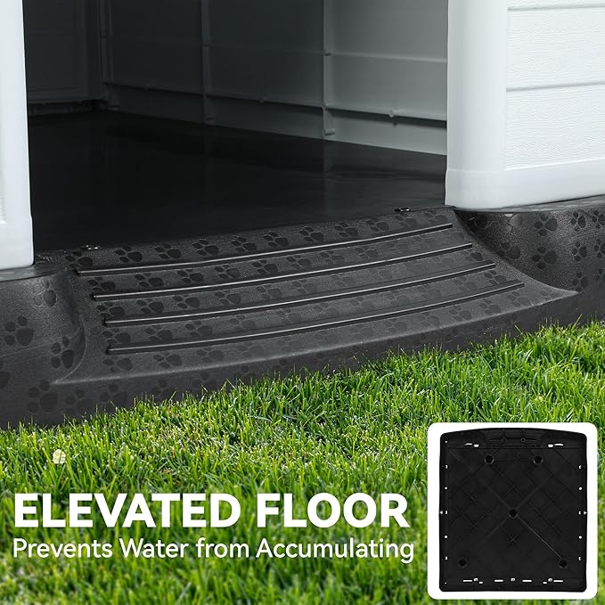 YITAHOME Plastic Dog House, Waterproof Indoor Outdoor Doghouse for Large or Small Dog, with Air Vents and Elevated Floor, Easy Assemble and Clean