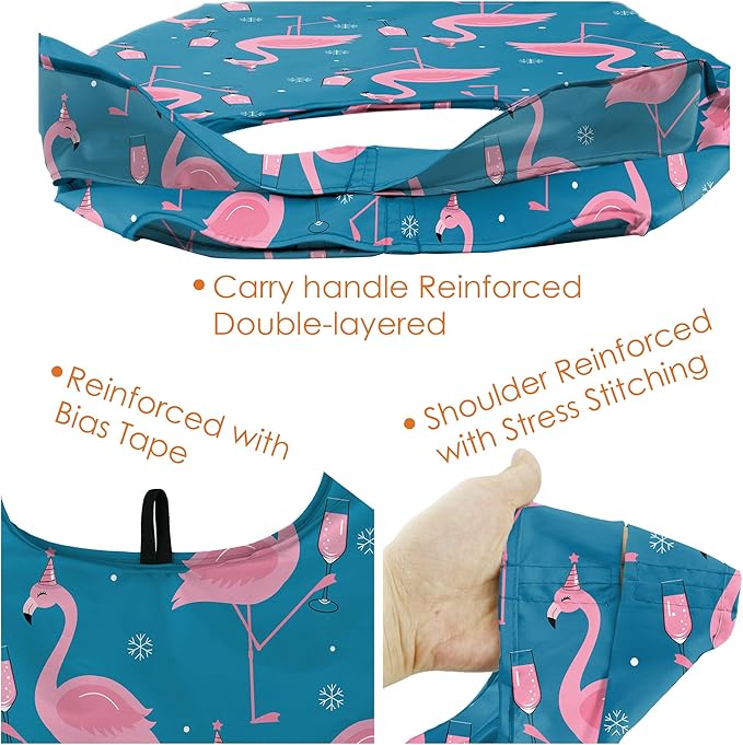 BeeGreen Christmas Animals Reusable Grocery Bags 6 Pack Animal Pattern Reusable Shopping Bags Bulk Christmas Gifts Tote Bags Flamingo Peguin Dog Cat Hedgehog Bear