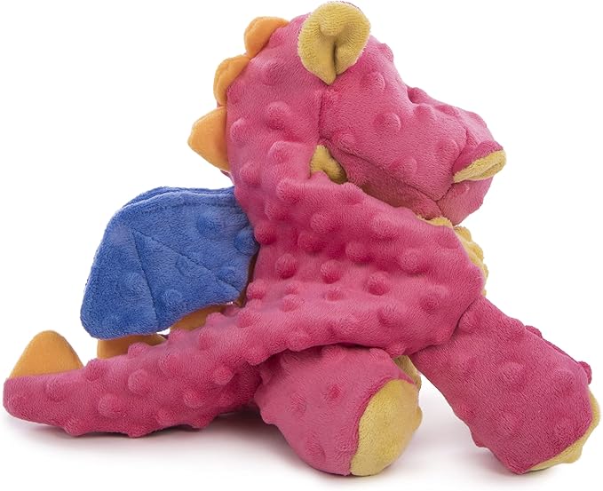 goDog Bubble Plush Dragons Squeaky Dog Toy, Chew Guard Technology - Coral, Large