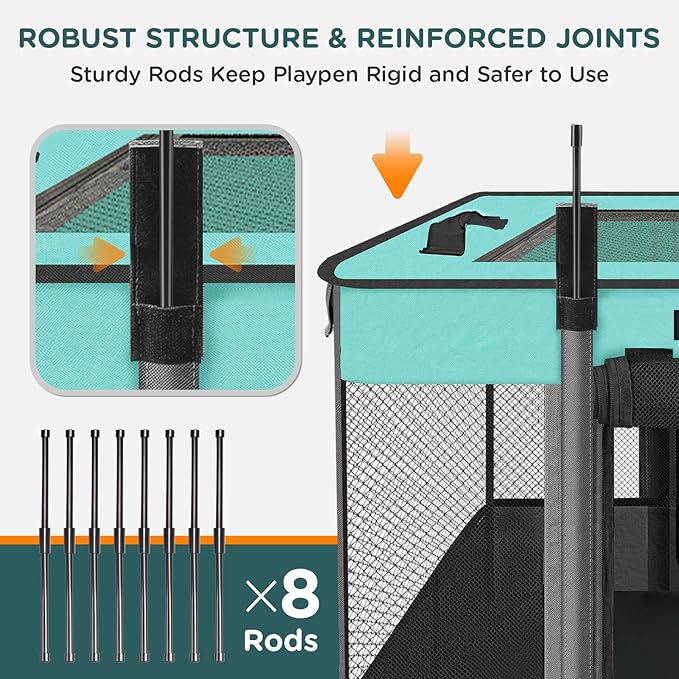 Foldable Pet Kitten Playpen, Upgrade Waterproof Portable Cat Dog Playpen Kennel Tent for Small Dog Cat, Retractable Shade Cover, Indoor Outdoor Use for Small Pet, BlackTeal.