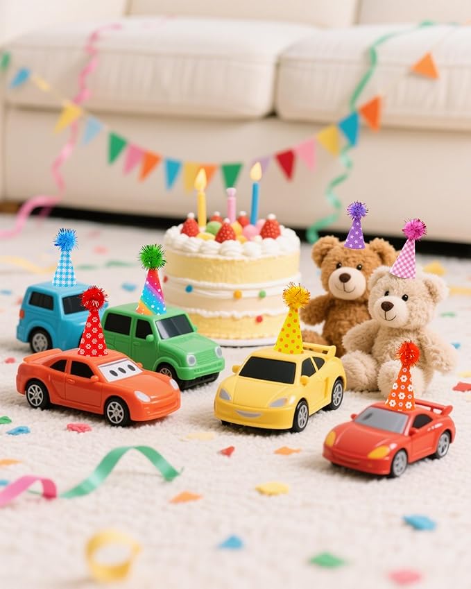 PET SHOW 10 Pack Hamster Hats Tiny Hats for Snakes Hedgehog Lizard Reptile Mini Animal Figure Hats with Tinsel Pom Adjustable Felt Headband Guinea Pig Chicken Bird Small Pet Birthday Party Accessories