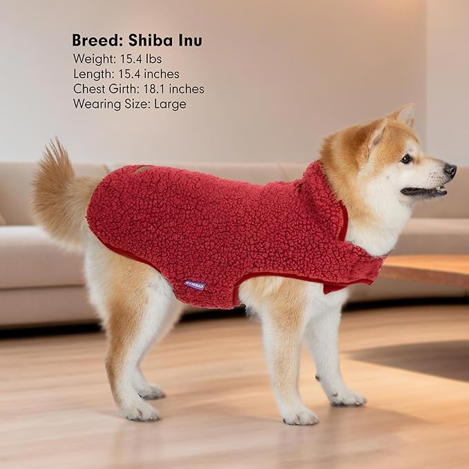 cyeollo Small Dog Coat, Sherpa Dog Winter Coat Reversible Fleece Doggie Jackets Doggy Sweater for Small Dogs Male with Leash Hole, Soft Cold Weather Pet Clothes, Buffalo Plaid M