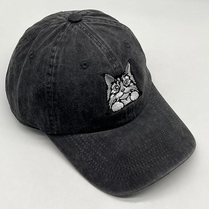 Black Cat Hat,Ragdoll Cat Embroidered Adjustable Cotton Baseball Cap for Men Women,Gifts for Cat Lovers