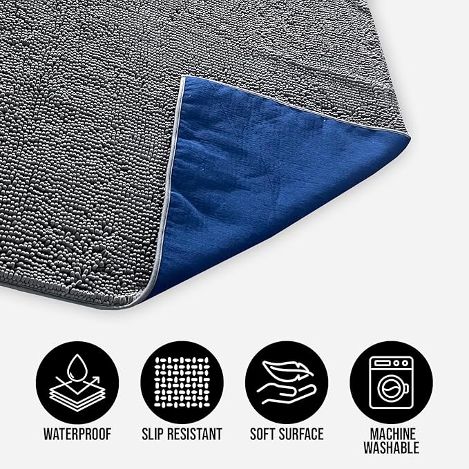 Muddy Mat® Dog Blanket - Chenille Water Absorption Blanket for Bed & Couch Cover for Dogs Washable, Anti-Slip Soft and Durable Furniture Protector for Dogs - Grey 48"x56"