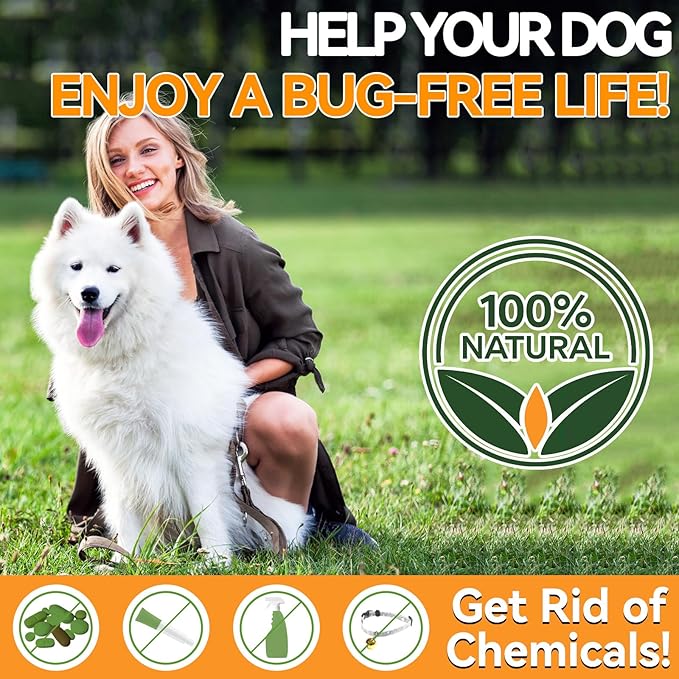Flea and Tick Prevention for Dogs - 200 Soft Chewables Natural Dog Flea and Tick Support - Oral Flea Supplement for All Breeds & Size Dogs, Puppy Flea Protection - Duck Flavor