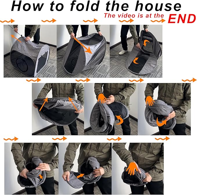 LUCKITTY Portable Cat Playpen, Delivery Room, Enclosure, Postoperative Recovery, House Design for Better Standing, Foldable Pet Tent for Indoor and Outdoor Use, Cat Houses & Condos Dark Gray