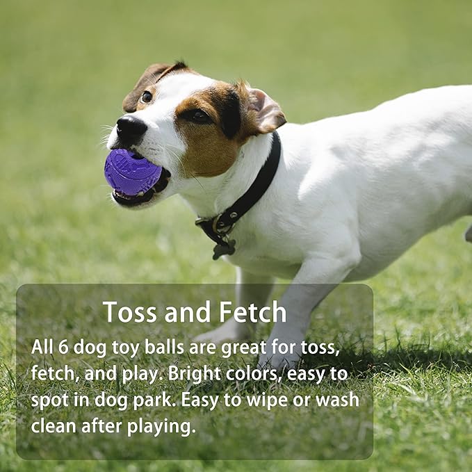 Jalousie Dog Puzzle Balls Dog Treat Dispensing Balls Non-Toxic Natural Rubber Dog Chew Toys for Puppy Pet Dog Teething Puzzle Playing Treat Dispenser Rope Balls (Small, 6 Pack Assorted)