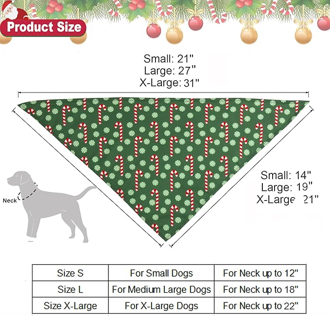 ADOGGYGO 4 Pack Dog Bandana Christmas Scarf Bibs Kerchief Set Pet Christmas Costume Xmas Holiday Bandanas for Large X-Large Dogs Pets (X-Large)