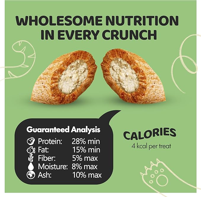 Crunchy Cat Treats – Dual‐Texture Crunch & Creamy Soft Feline Snack Bites for All Life Stages, Great for Training Treat Value Bags (1 Pound, Catnip)