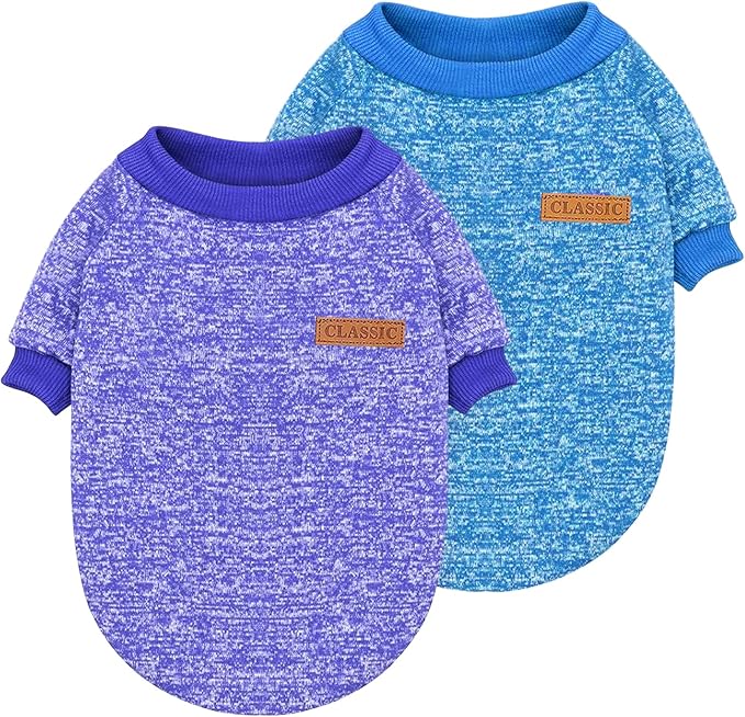 2 Pieces Pet Dog Classic Knitwear Sweater, Fleece Coat for Small,Medium Dogs,Warm Pet Dog Cat Clothes,Soft Puppy Customes for Chihuahua Yorkshire Tzu (Blue Dark Navy,XL)