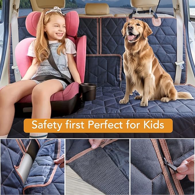 Dog Car Seat Cover for Back Seat, Heavy-Duty Non-Slip Waterproof Car Bench Protector for Pets,Compatible with Middle Armrests ，Dog Seat Cover Universal for Cars Trucks and SUVs