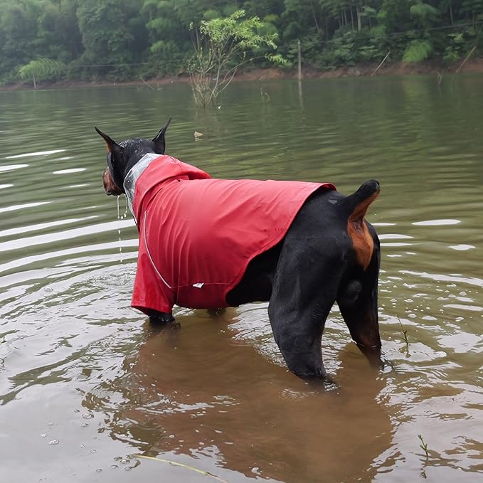 LoveLonglong Premium Waterproof Dog Raincoat with Reflective Safety Features Pet Raincoats for Large Medium Small Dogs Red S