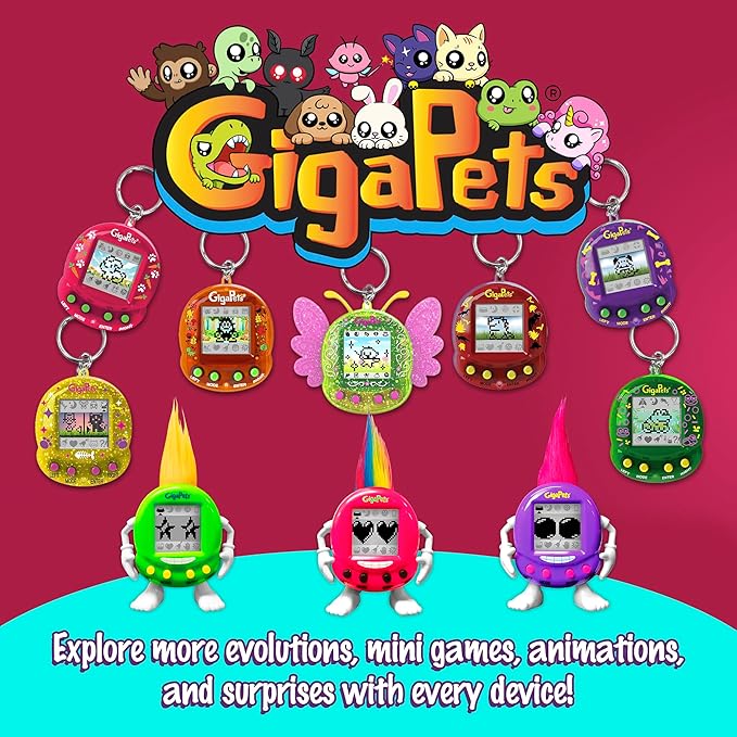 Giga Pets Bit Bunnies Interactive Digital Pet Toy, Upgraded Collector’s Edition Pets for Kids, 90’s Gaming Gift for Boys and Girls