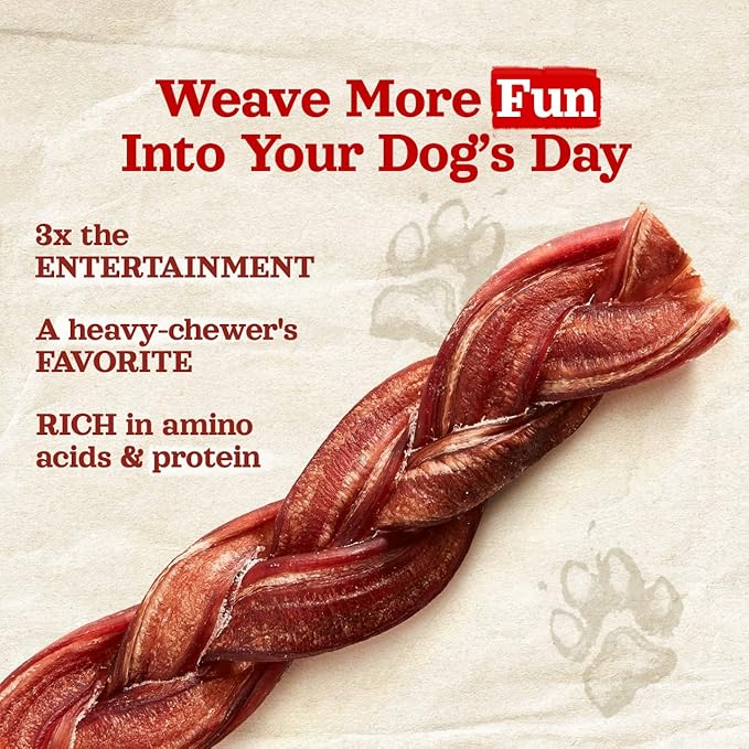Natural Farm Odor-Free Braided Bully Sticks (6 Inch, 5 Pack) - 100% Grass-Fed Beef, Grain-Free, Low Fat & Fully Digestible Best Dental Treats - Safest Long Lasting Pizzle Chews to Keep Your Dog Busy