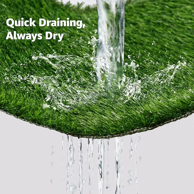 LOOBANI Large Dog Grass Pad with Tray - 35x23in Dog Litter Box with 2 Artificial Grass Patch + 2 Washable Pee Pads - Quickly Absorbency Indoor Outdoor Potty for Patio Balcony Apartment Use