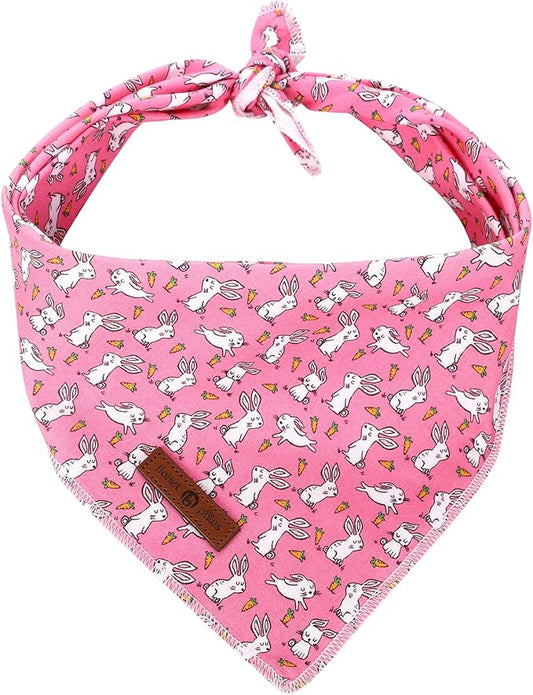lionet paws Easter Bunny Carrot Dog Bandana for Small Medium Large Dogs, Cat Dog Kerchief Triangle Bibs Scarf for Girl Boy