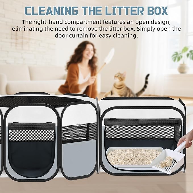Portable Pet Cat Playpen, Foldable Dog Playpen for Indoor and Outdoor Use, Two in One Pet Playpen for Puppies Medium-Sized Dogs Kittens Travel Camping Use, Cat Tent & Houses