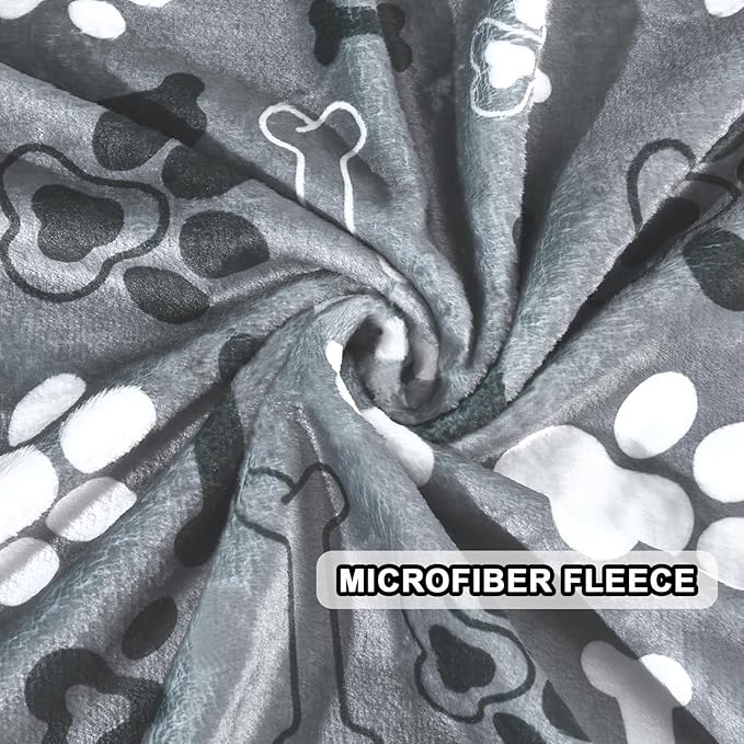 Dog Blanket,Super Soft Fluffy Premium Fleece Pet Puppy Blanket for Large Medium Dog Cat Mat Cover for Bed Couch,Cute Reversible Cow Print, Gray,(41 x 31 Inch)