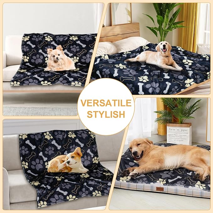 Dog Blanket for Medium Dogs Washable - Soft Fluffy Puppy Blanket with Premium 300GSM Coral Fleece, Cozy Calming Cat Blankets for Indoor Cats for Kitten Doggy, Black